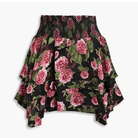 Alice and Olivia | Zarya Asymmetric Mini Skirt| Floral Silk Blend | Size 2 | NWT - Picture 1 of 7